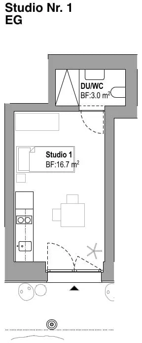 Schöne 1.0 Zimmer-Wohnung/Studio in der Nähe der Universität SG – Foto 5 von 5