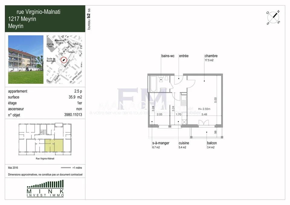 Meyrin - Rue Virginio-Malnati - Appartamento di 2.5 locali al 1° piano – foto 4 di 4