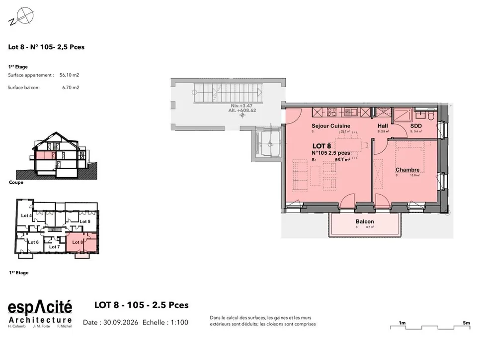 Lot n8 - Appartement neuf de 2,5p au coeur de Cheseaux-sur-Lausanne – photo 6 sur 12