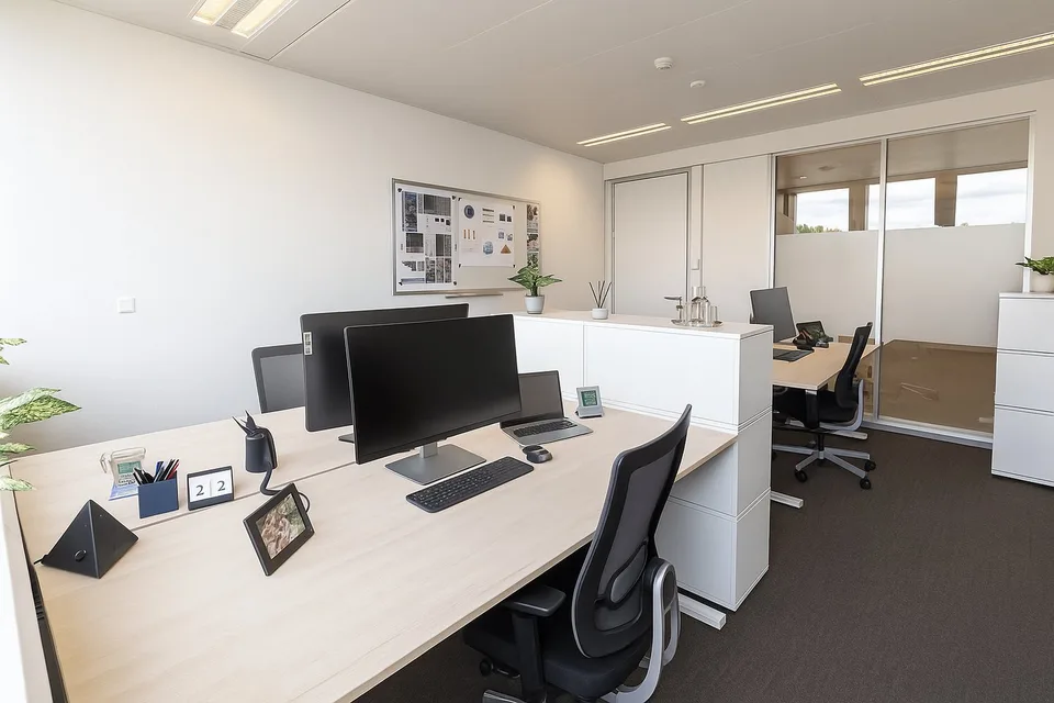 Bureau d'équipe de 3 personnes équipé de manière moderne prêt à être utilisé immédiatement - Vous vous concentrez sur votre entreprise - nous nous occupons du reste! – photo 3 sur 13