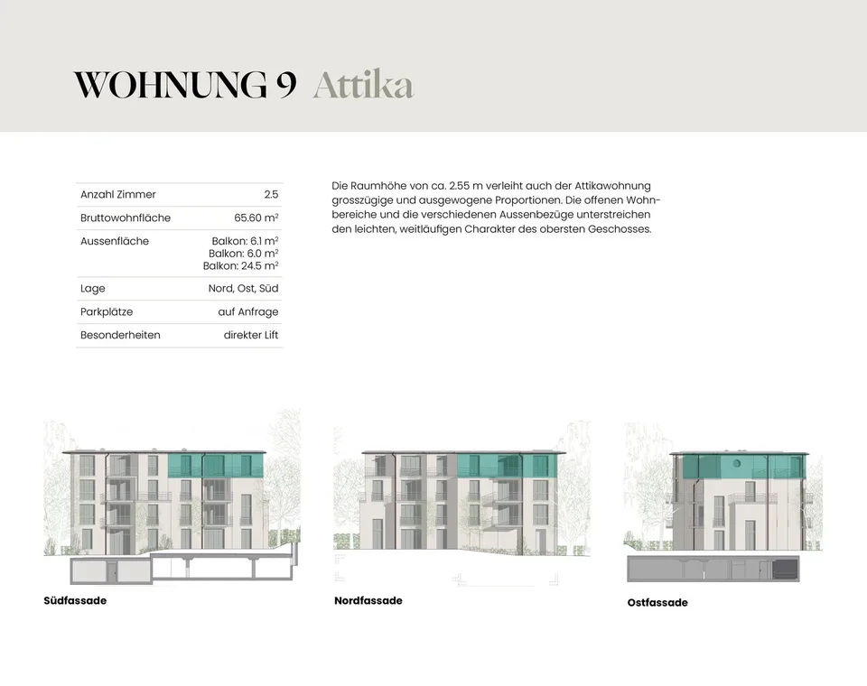 Attika-Neubau-Wohnung mit drei Balkonen und Aussicht in Oberglatt – Foto 7 von 8