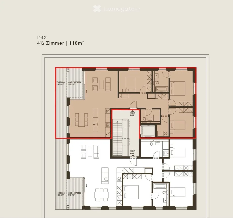 4.5 Zimmer Attika Wohnung mit Südbalkon – Foto 5 von 5