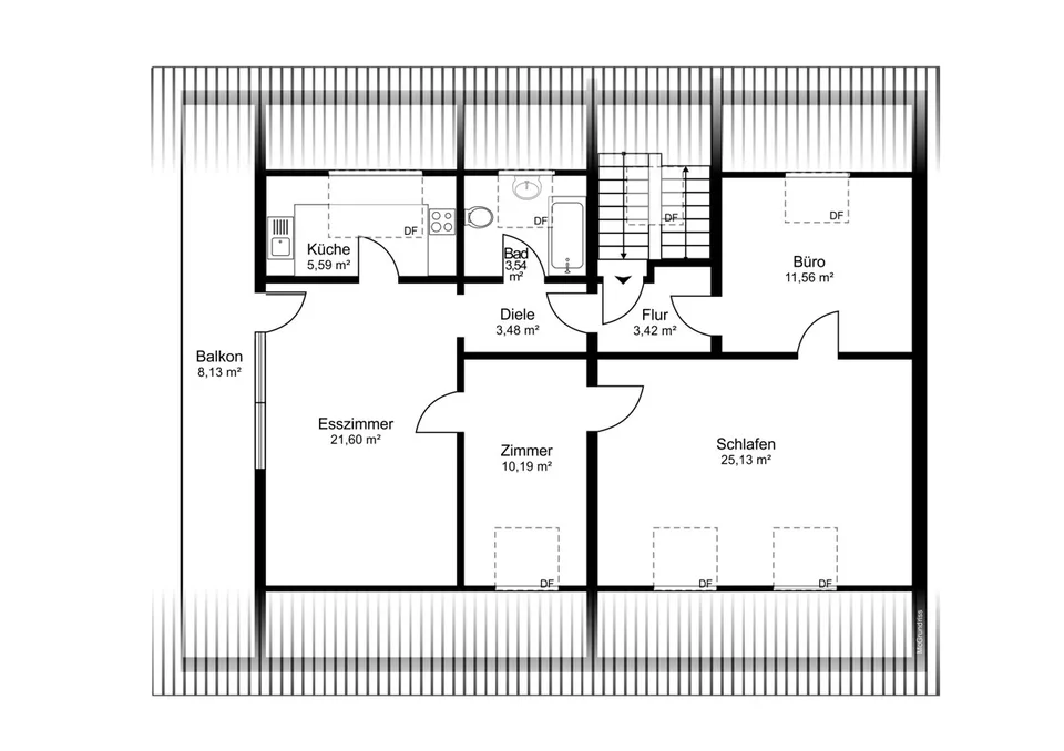 IMMORath.de - Appartement de 4 pièces en mansarde avec balcon à Hugstetten – photo 11 sur 13
