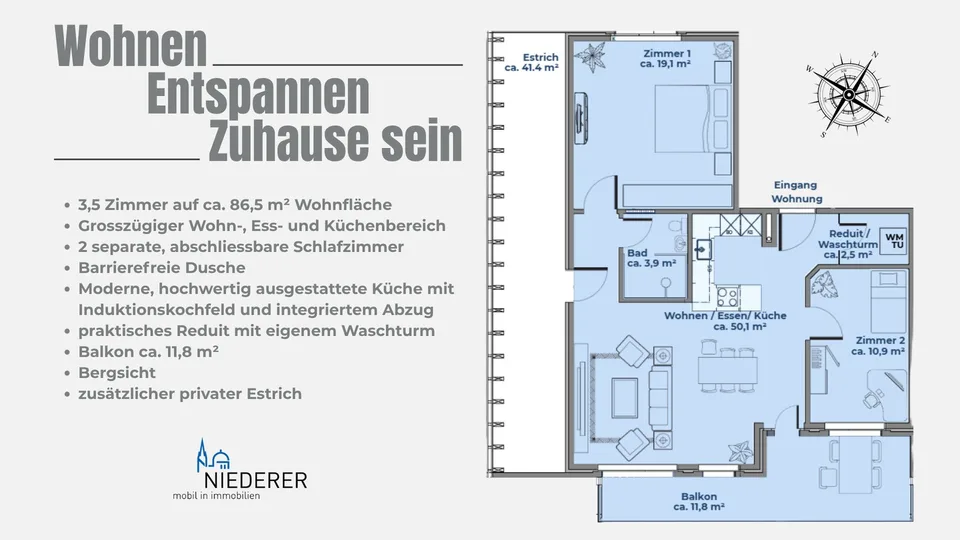 Einmalige Gelegenheit: Grosszügige 3,5 Zimmer Dachwohnung mit viel zusätzlichem Platz – Foto 2 von 7
