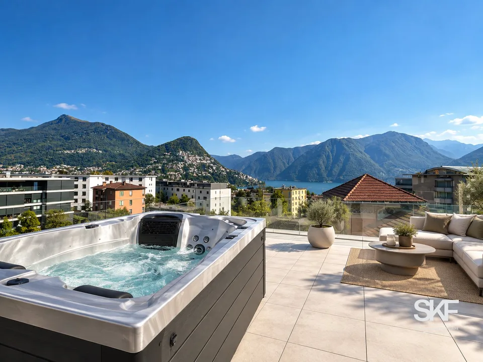 MASSAGNO - Vendesi un attico de nouvelle construction avec terrasse vue sur le lac – photo 12 sur 13