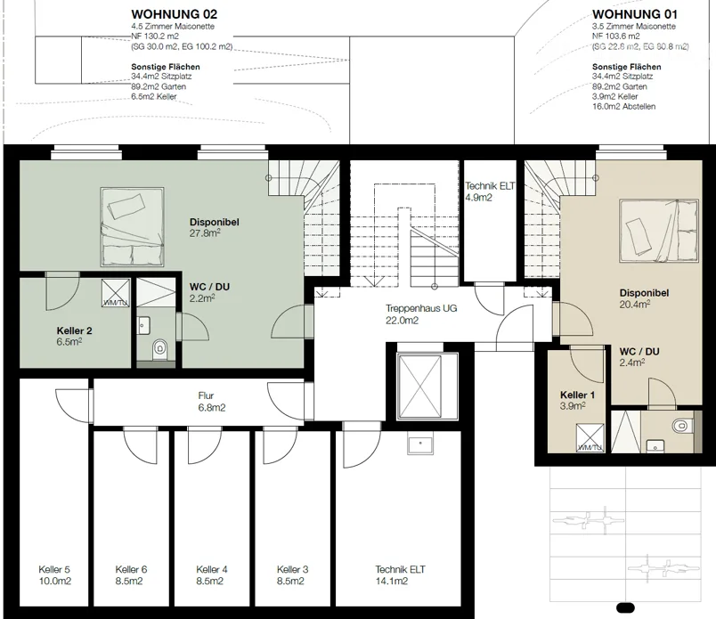 Nuova costruzione: appartamento-maisonnette di 3,5 locali con giardino a Riehen – foto 7 di 8