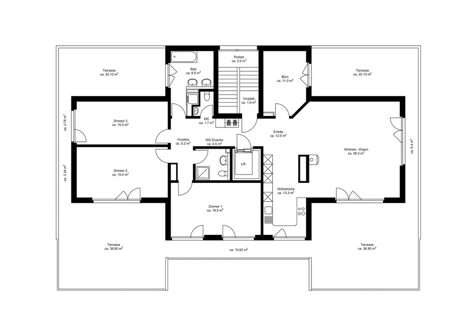 Repräsentative 5½-Zimmer-Attikawohnung mit 144 m² Terrasse und Alpe... – Foto 7 von 7