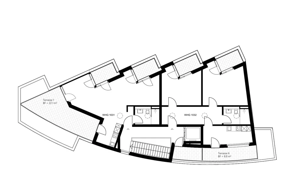 Appartement attique moderne 2 pièces avec terrasse et 2 balcons – photo 7 sur 7