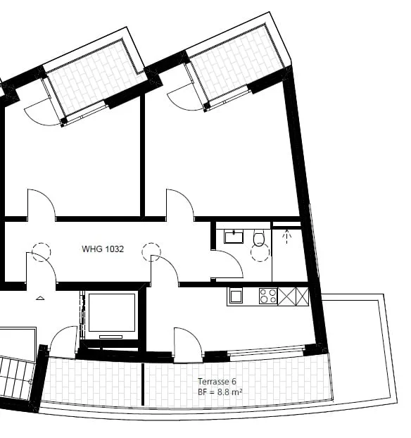 Appartement attique moderne 2 pièces avec terrasse et 2 balcons – photo 6 sur 7