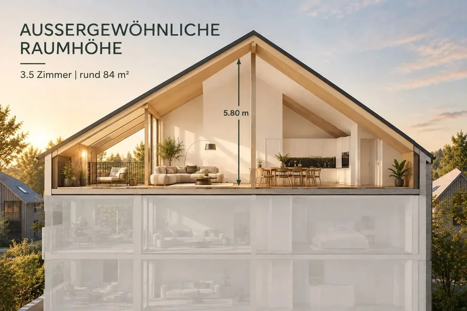 3,5 pièces. Hauteur de plafond exceptionnelle. Loggia exposée au soleil du soir. À partir de CHF 450'450.- (L.2.1) – photo 3 sur 4