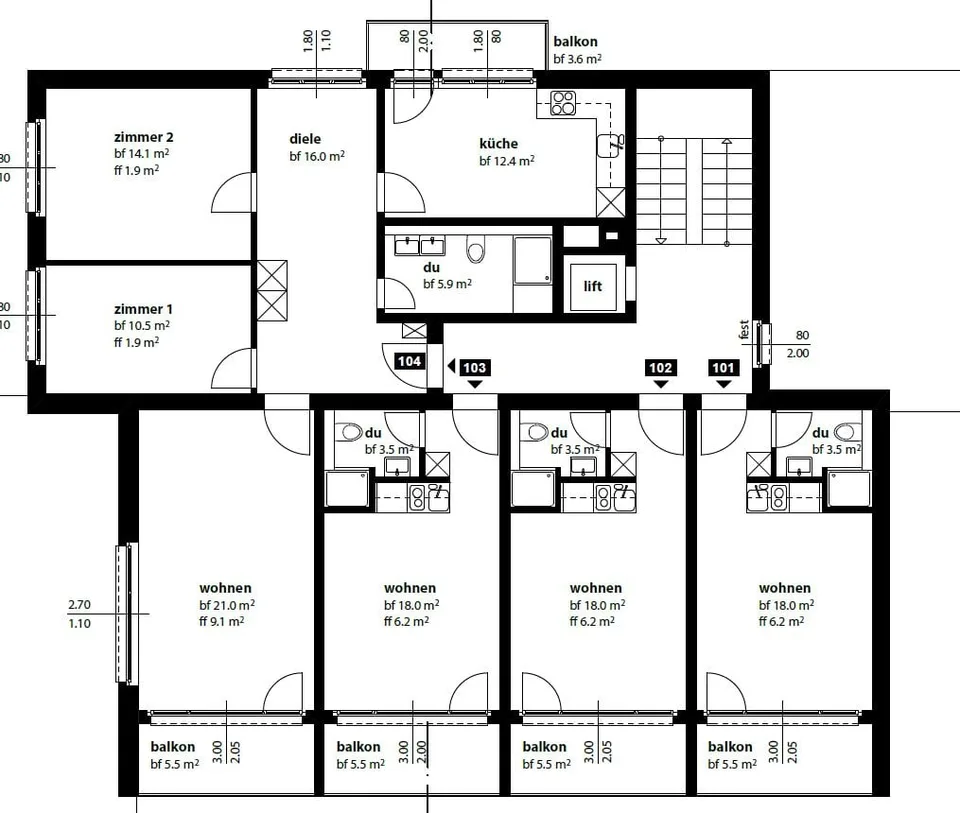 moderne 1.5-Zimmer-Wohnung mit Balkon und Lift im Haus an zentraler Lage – Foto 5 von 5