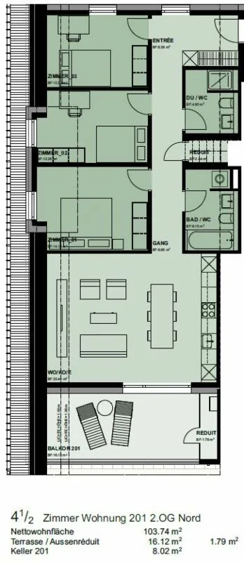 Gemütliche 4.5 Zimmerwohnung mit Balkon und Aussicht ins Grüne. – Foto 13 von 13