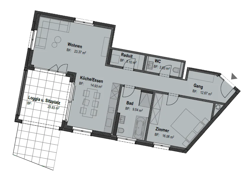 Neubau-Erstvermietung | Moderne 2.5 Zimmerwohnung mit Gartensitzplatz – Foto 7 von 7