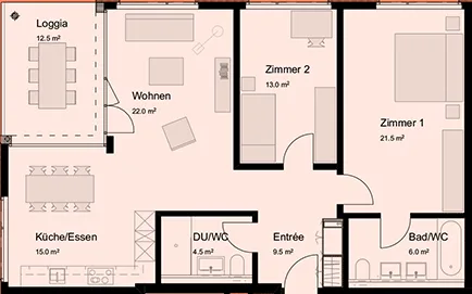 Appartamento di 3,5 locali nuovo con loggia e vista sul verde – foto 14 di 14