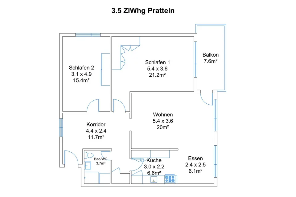 Renovierte 3.5-Zimmer-Wohnung in Pratteln mit Balkon – Foto 8 von 19