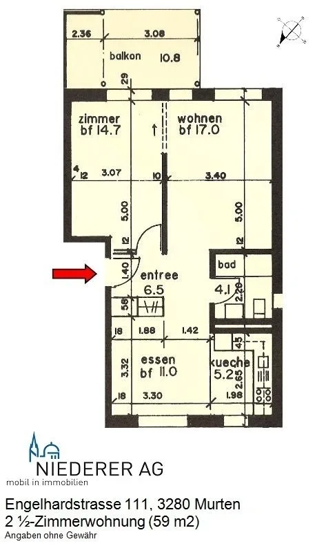 Grand appartement 2.5 pièces à 59 m2 au 1er étage avec balcon – photo 8 sur 8