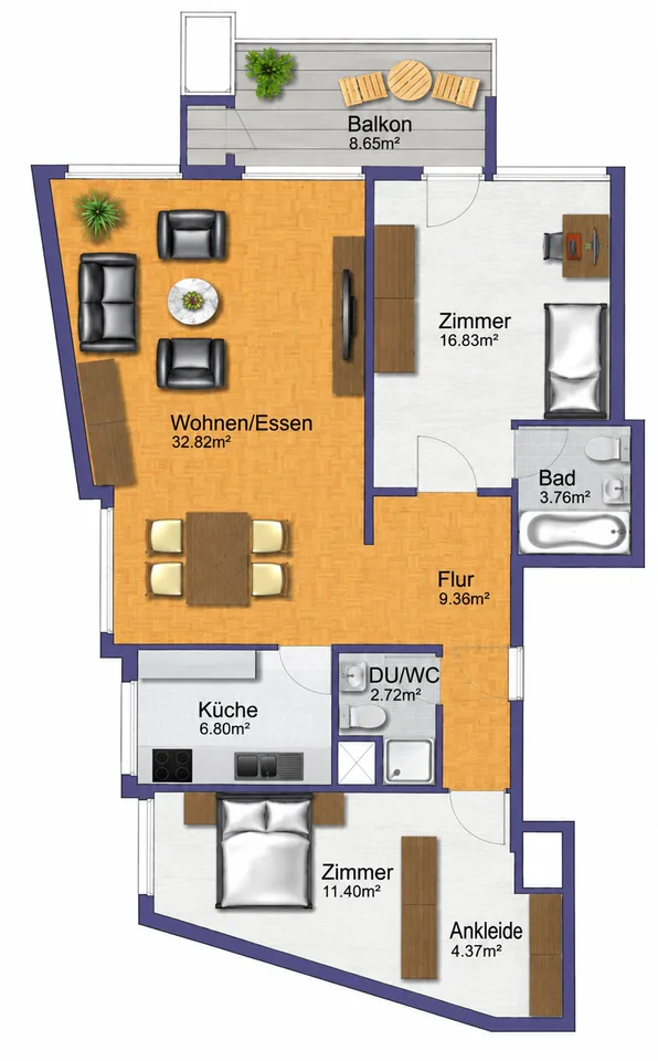 Helle 3.5-Zimmer-Wohnung mit Südbalkon – Foto 11 von 11