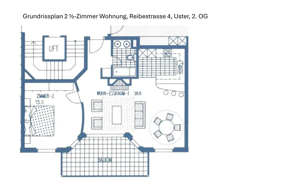 Schöne und ruhige 2 1/2-Zimmer Wohnung im Zentrum von Uster - mit Blick auf Aabach und Schloss – Foto 6 von 6
