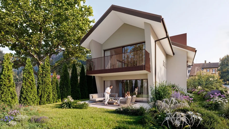 Das Garten der Wiesen – 4,5-Zimmer-Wohnung im 1. Stock mit Blick auf die Felder und den Jura – Foto 2 von 2