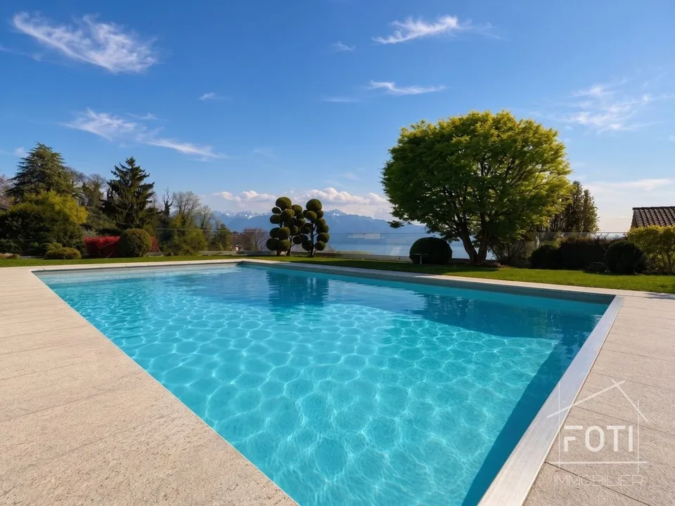 Duplex 5.5 rooms of 231 m² - garden 1'100 m², private pool and lake view - Lutry – photo 4 of 13