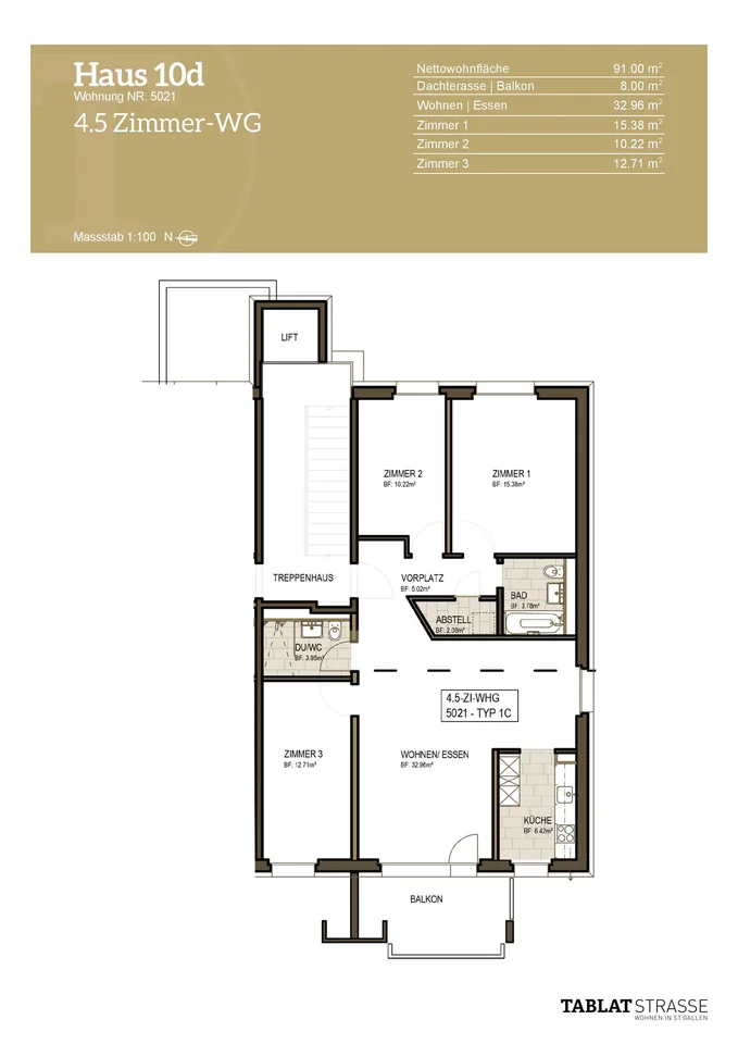 Grosszügige 4½-Zimmerwohnung mit Balkon und modernem Ausbaustandard – Foto 11 von 11