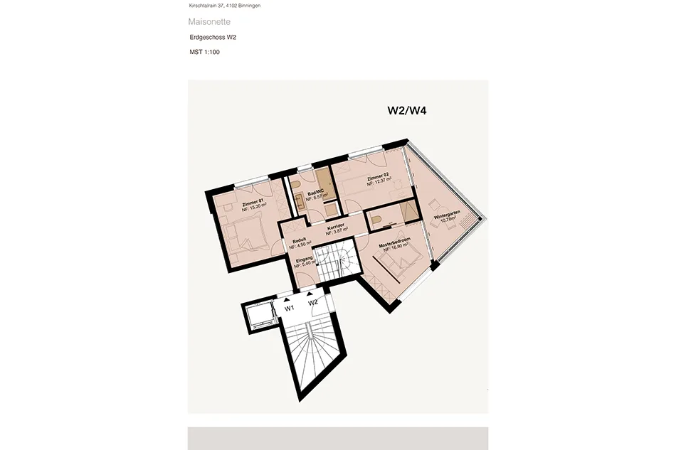 Helle und grösszügige 5.5-Zimmer-Maisonette-Wohnung mit Weitsicht und Garten - W2+4 – Foto 8 von 9