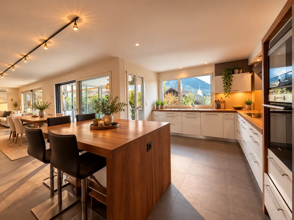 3,5 locali appartamento al piano terra con giardino privato e vista sul Moléson – foto 4 di 13