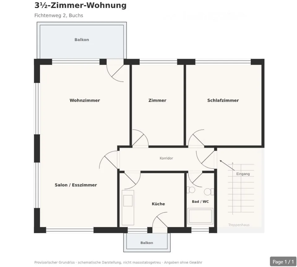 3.5-Zimmer-Wohnung in Buchs – Foto 4 von 5
