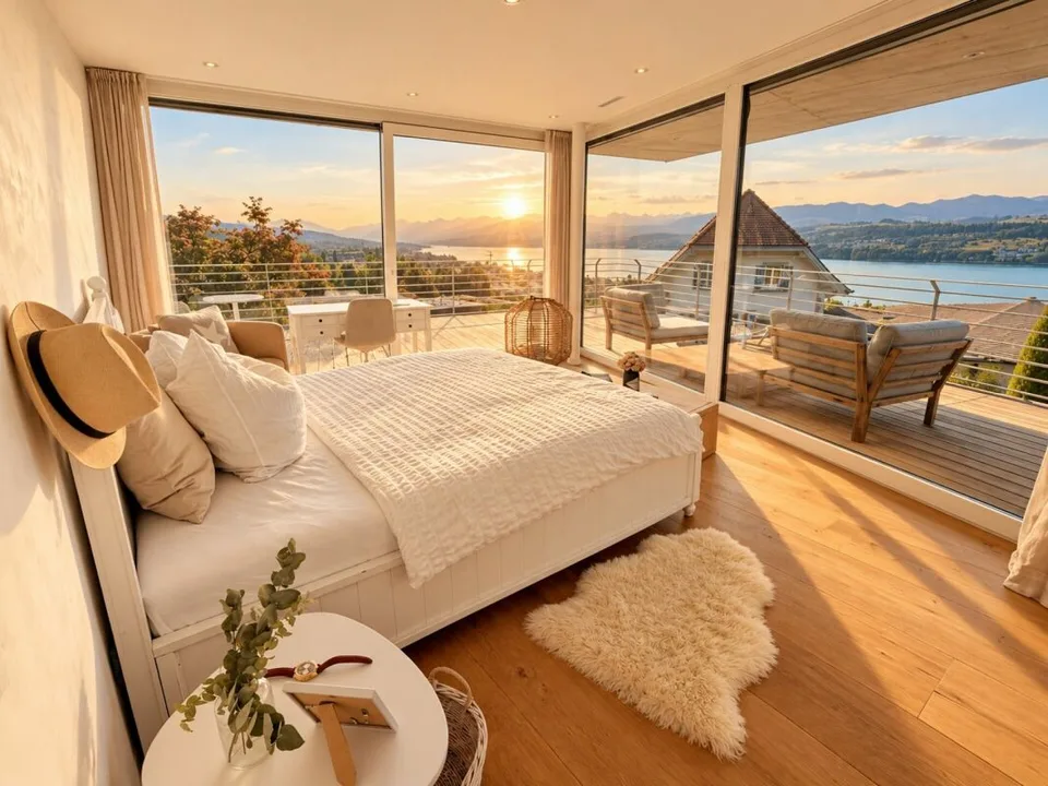 Befristete Vermietung: Exklusives 7.5-Zimmer-Architektenhaus mit Seesicht, Pool und Dachterrasse – Foto 14 von 21