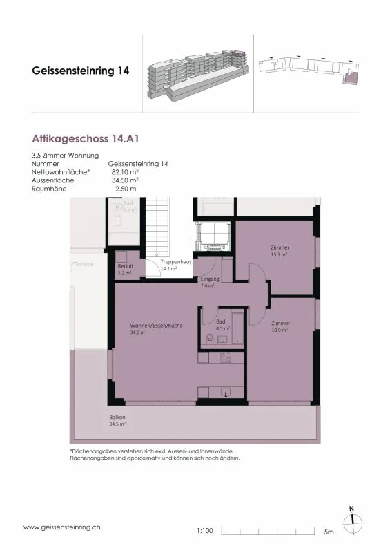 Moderne 3.5-Zimmer-Attikawohnung in Luzern – Foto 8 von 10