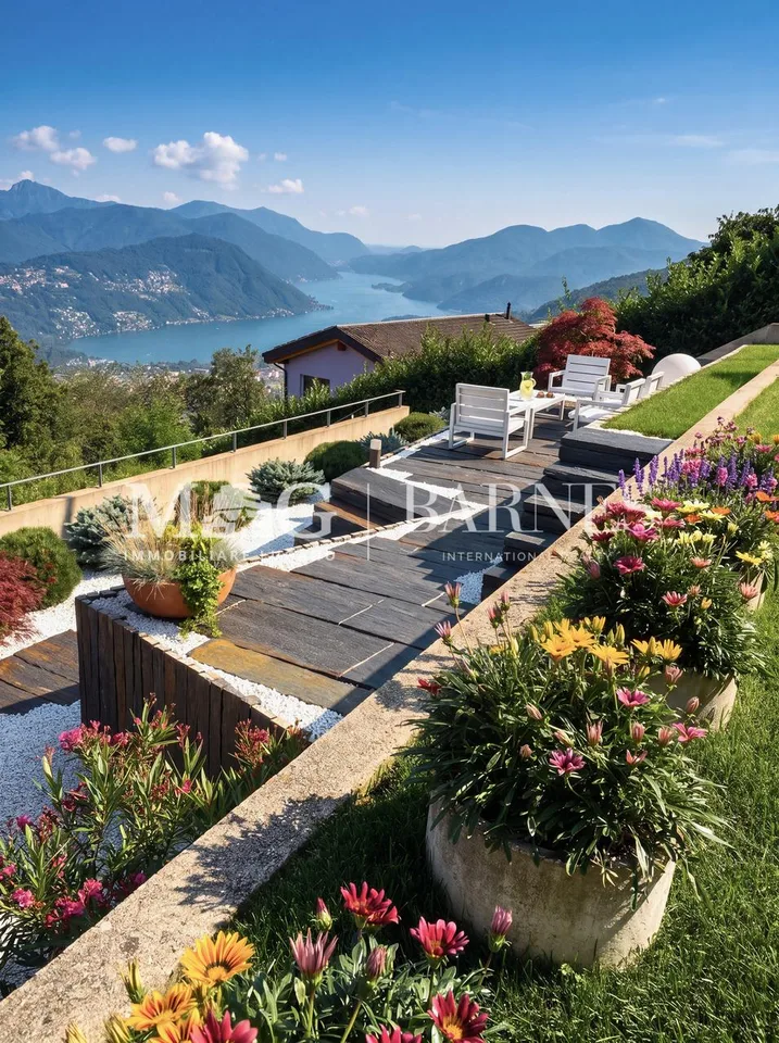 Lugano, Cademario: Villa moderna con giardino e piscina