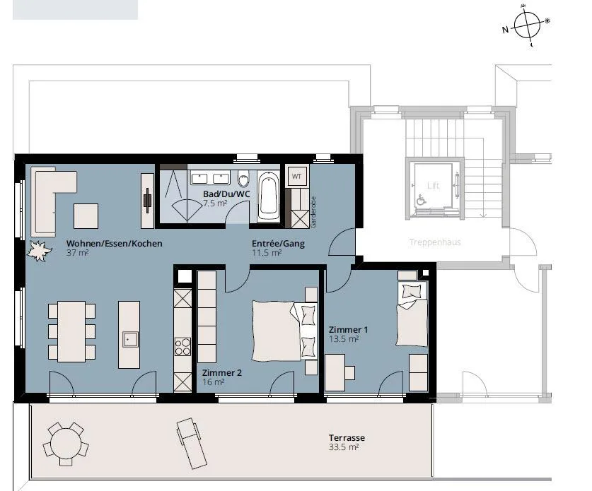 Bright attic apartment with large terrace – photo 9 of 9