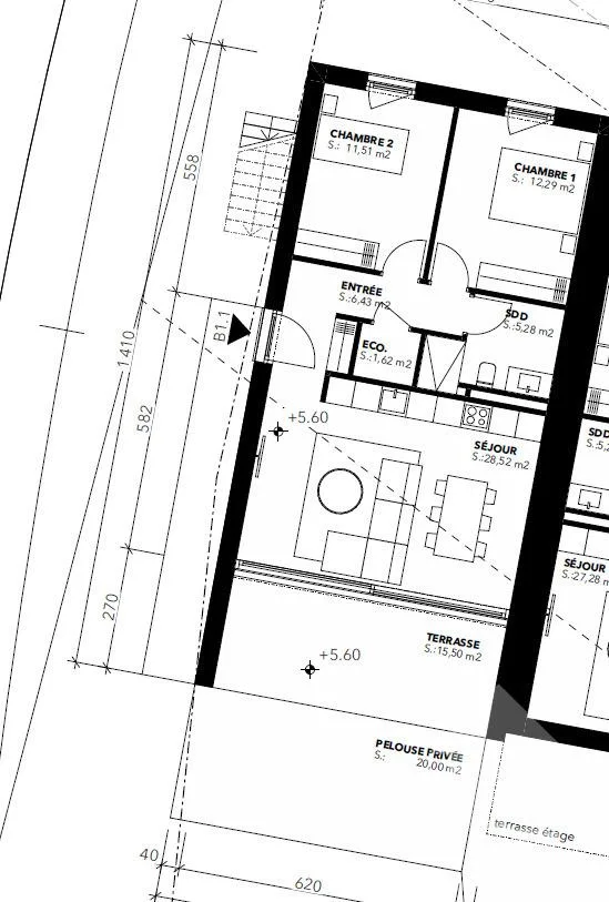Appartement 3.5 pièces avec jardin à l'architecture moderne et épurée