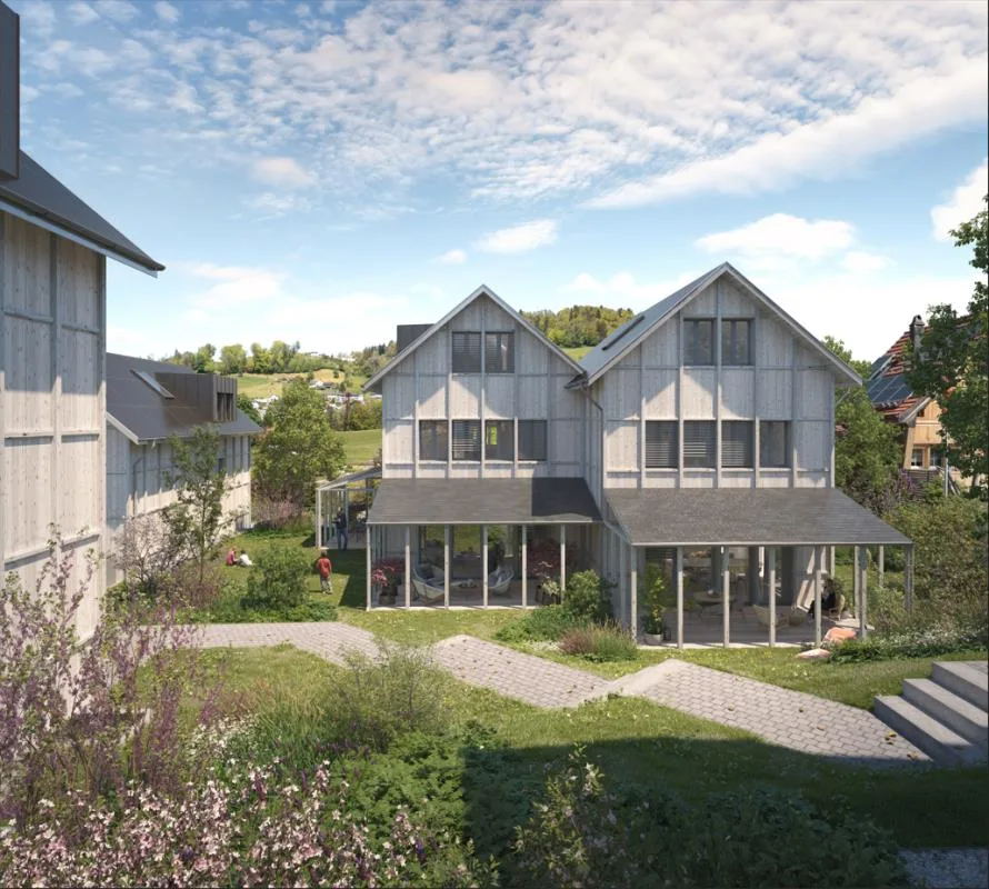 Construction neuve : Maison individuelle dépendante de 6,5 pièces avec accès direct au garage souterrain dans le quartier familial « Bächli » Teufen (Maison D)