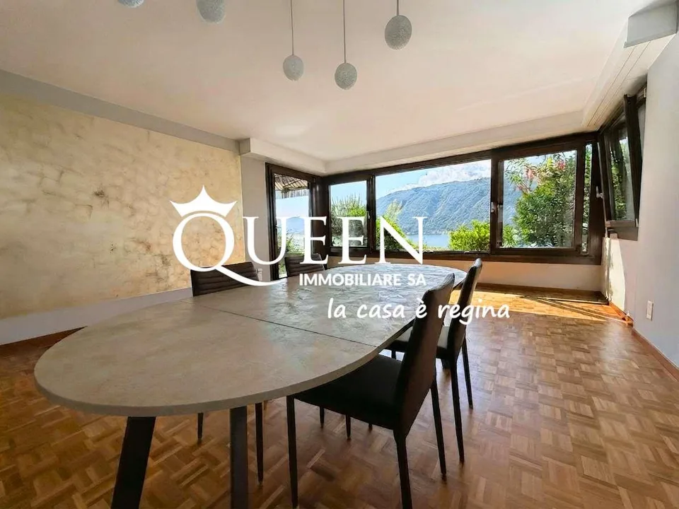 Bissone: appartamento 4.5 locali, 150 mq, vista lago, giardino, portic