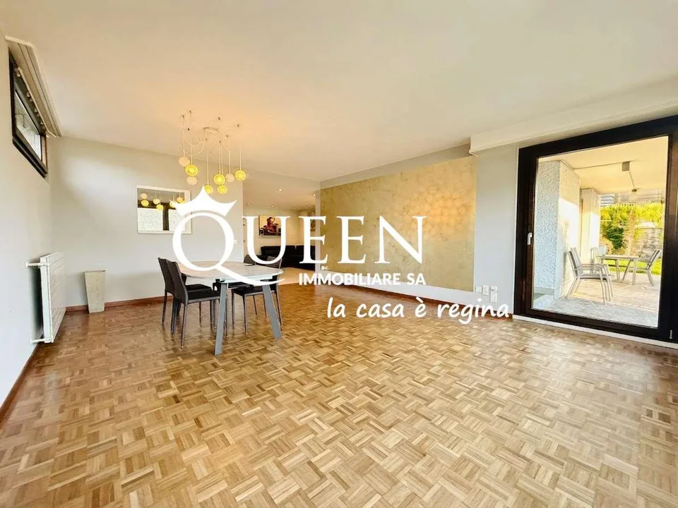 Bissone: appartamento 4.5 locali, 150 mq, vista lago, giardino, portic