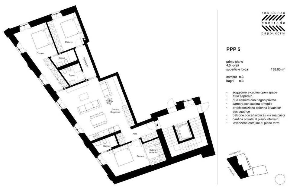 Residenz Contrada Cappuccini - 4,5-Zimmer-Wohnung im ersten Stock im Herzen von Locarno (Zweitwohnsitz) – Foto 6 von 6