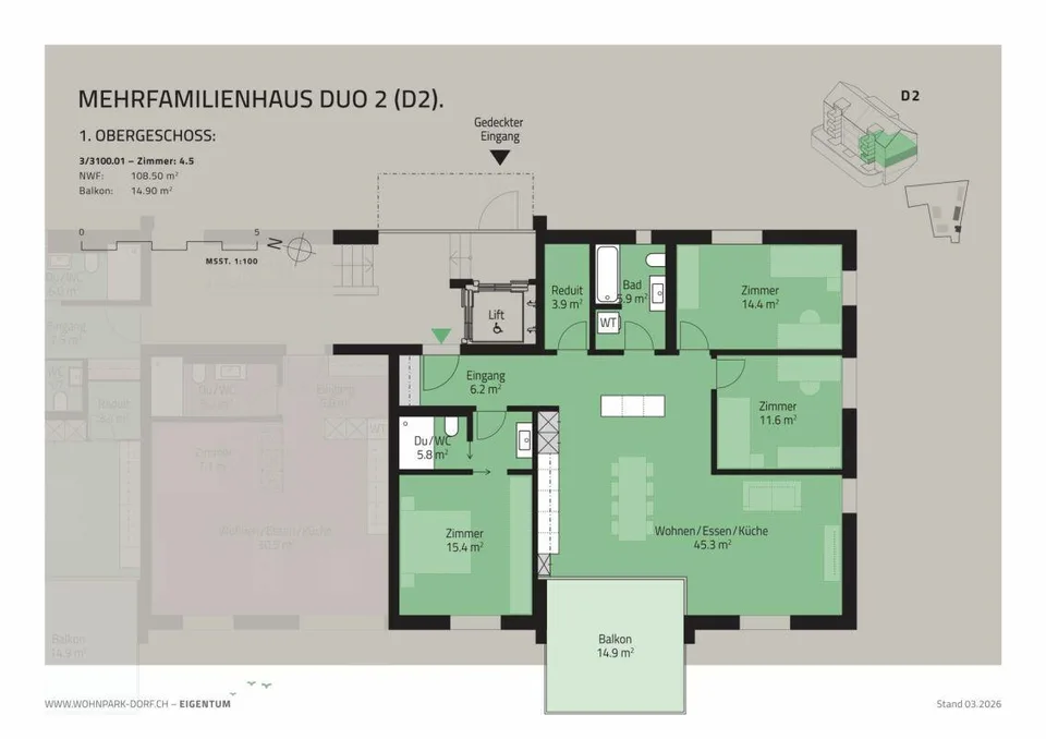 WOHNPARK VILLAGE - Appartement 4,5 pièces au 1er étage – photo 6 sur 7