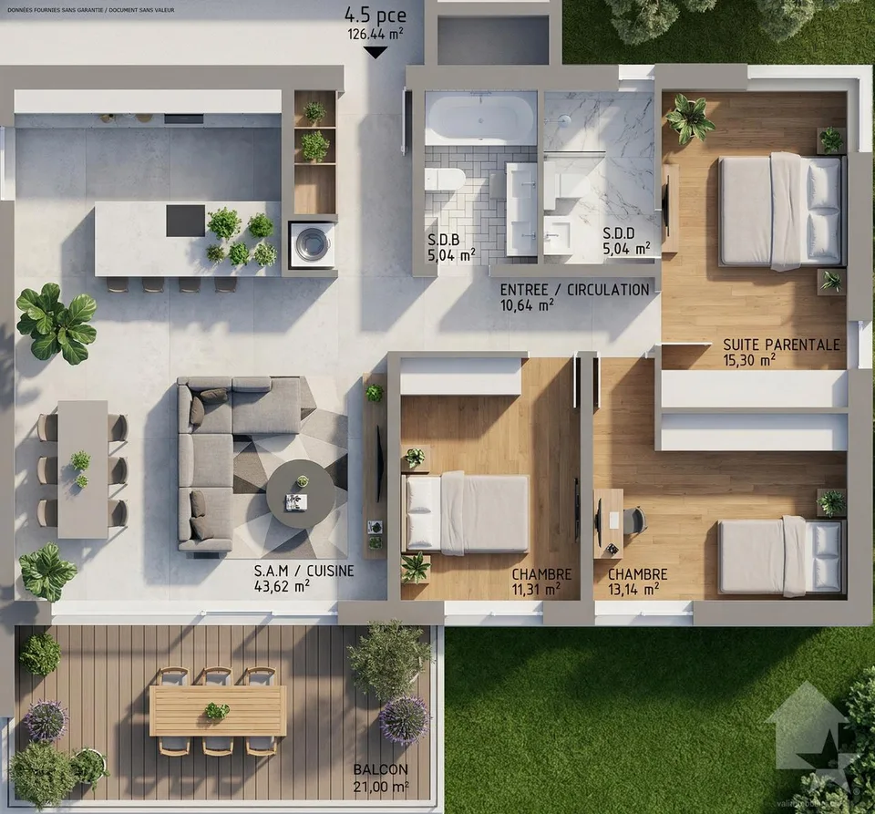 Apartment 4.5 rooms - Lot C2 - Les Jardins de Plan-Conthey
