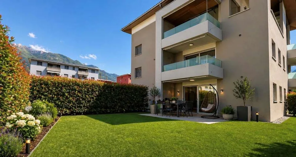 Appartement avec jardin privé, confort et situation stratégique