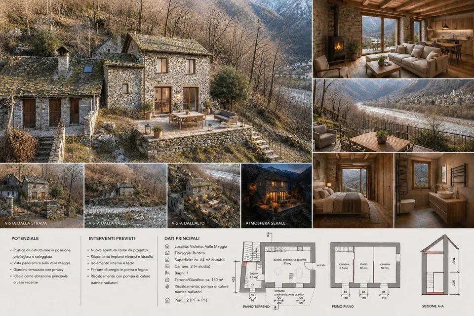 Rustique avec vue sur le Maggiatal – Un refuge authentique du Tessin avec un grand potentiel