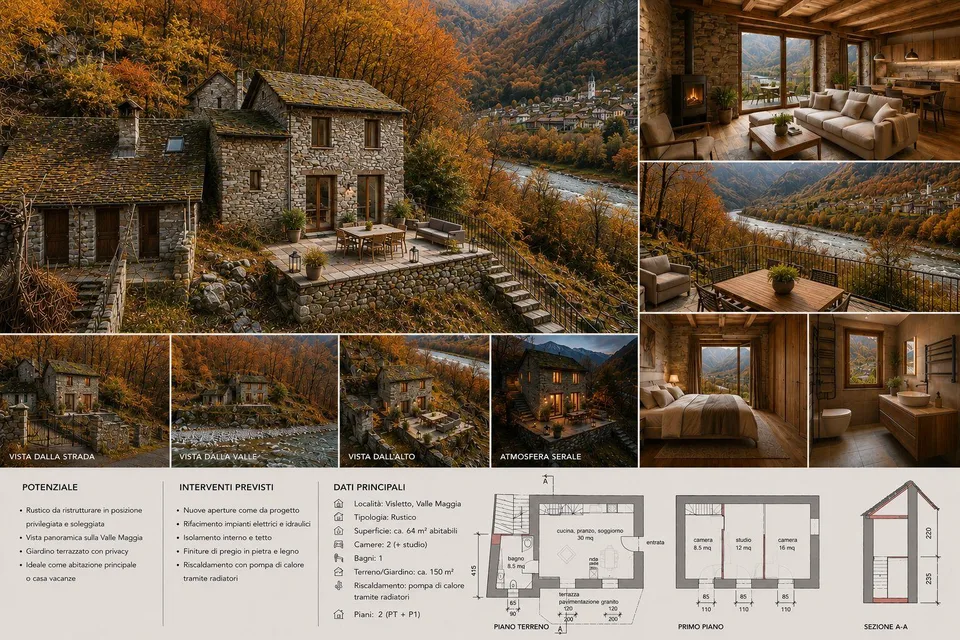 Rustique avec vue sur le Maggiatal – Un refuge authentique du Tessin avec un grand potentiel