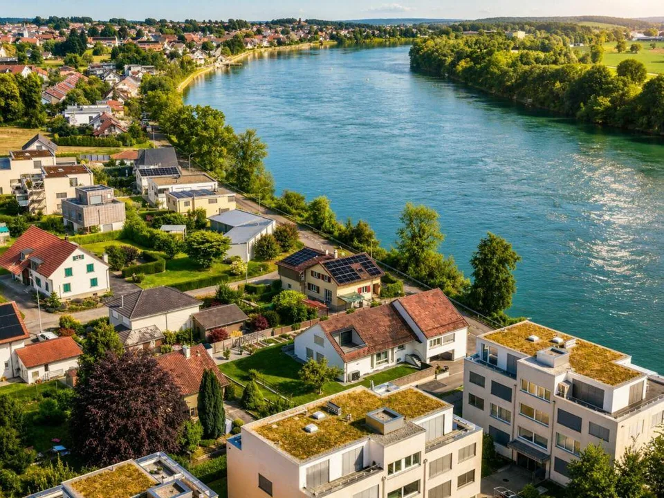 Habitation luxueuse directement sur le Rhin - maison de famille exclusive de 6,5 pièces avec une vue de rêve