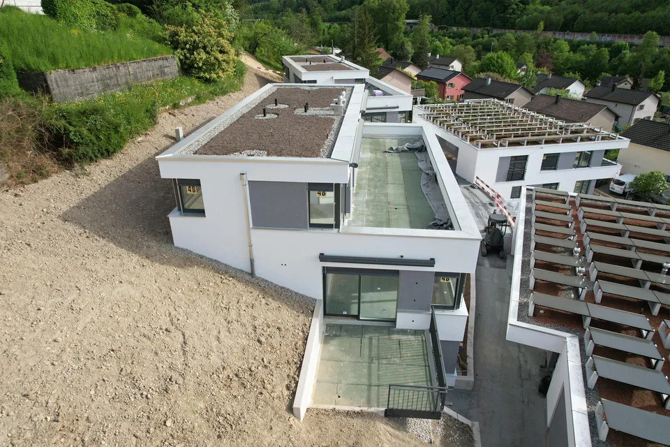 Maison de ville moderne avec vue et terrasse sur le toit