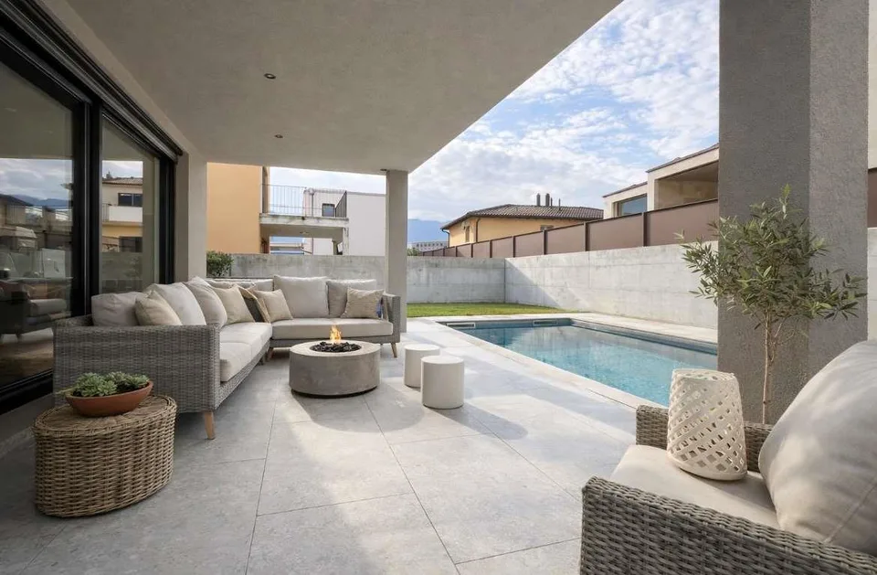 Elegantes Haus hocher Stand mit Garten und Pool