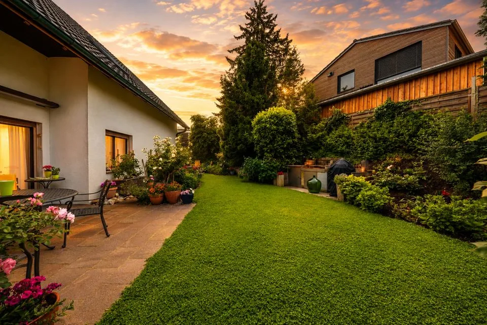 Family happiness with garden paradise