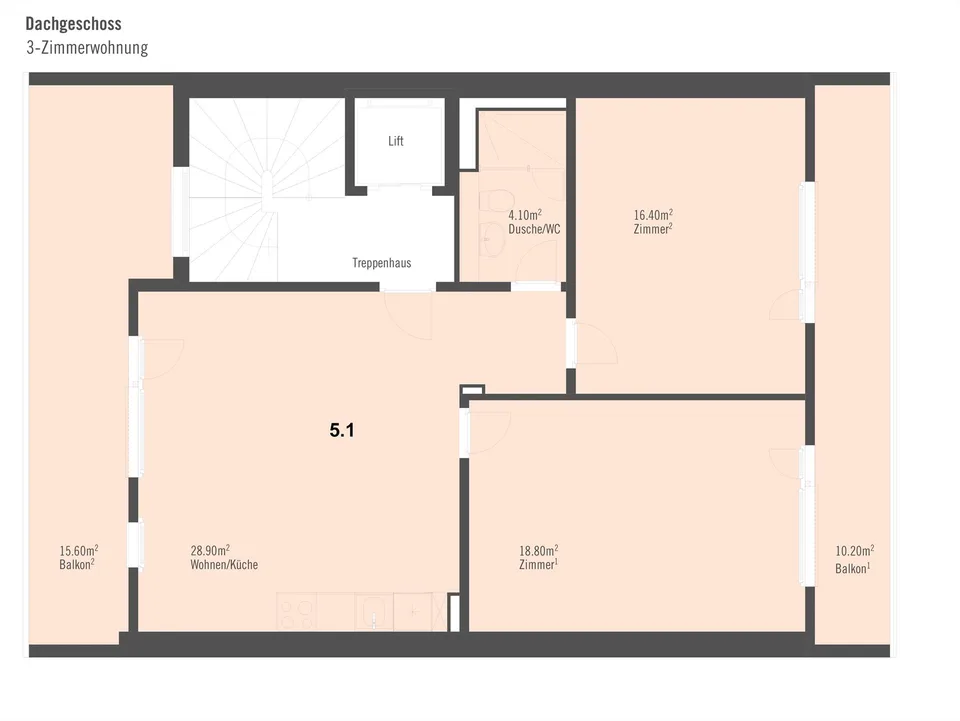 Appartement moderne de 3 pièces avec deux terrasses sur le toit dans un emplacement central à Bâle – photo 9 sur 9