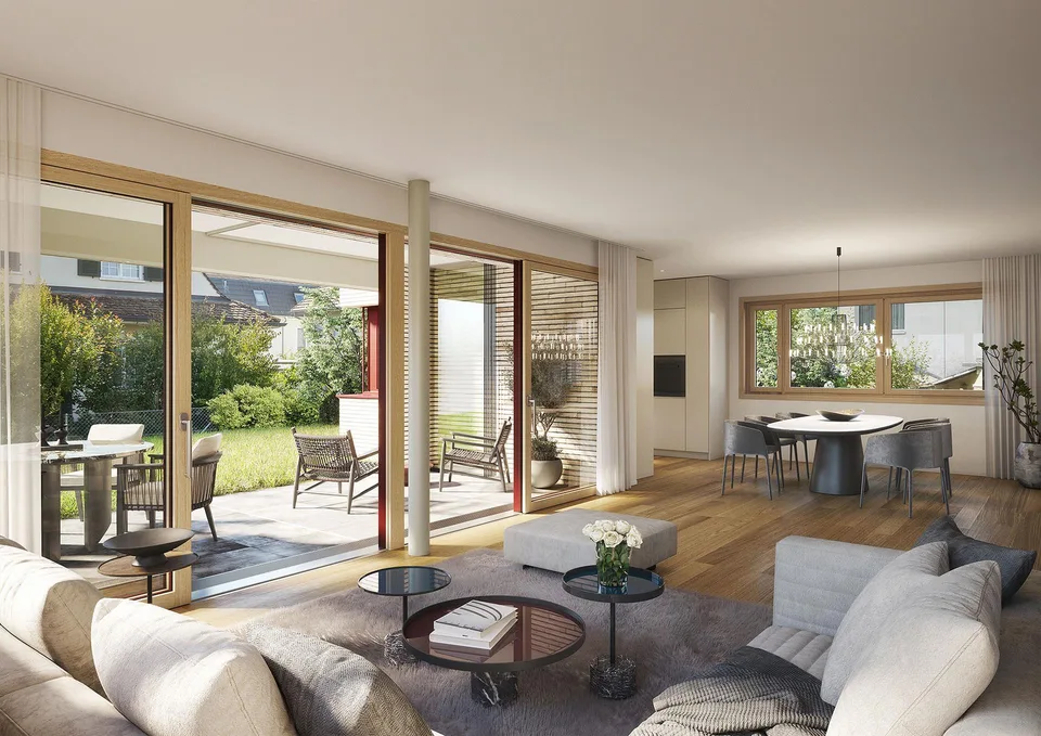Appartamento esclusivo di nuova costruzione di 4,5 locali con 221 mq di giardino privato a Therwil