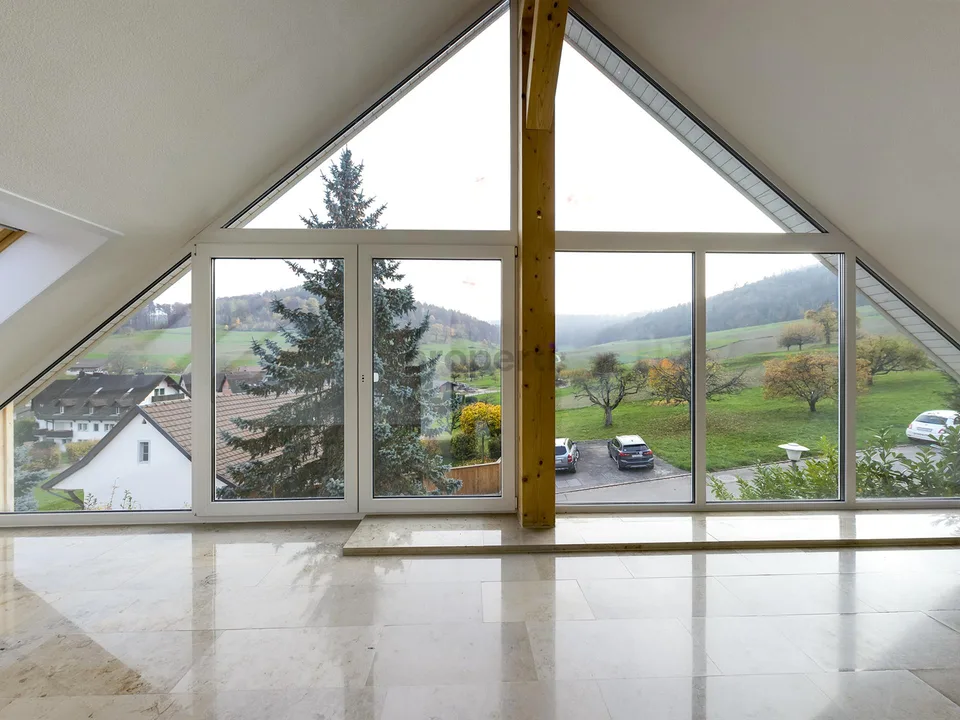 Sogno di vita illuminato a Weiach: Appartamento di 3,5 locali al piano attico stiloso con soffitti alti e vista meravigliosa