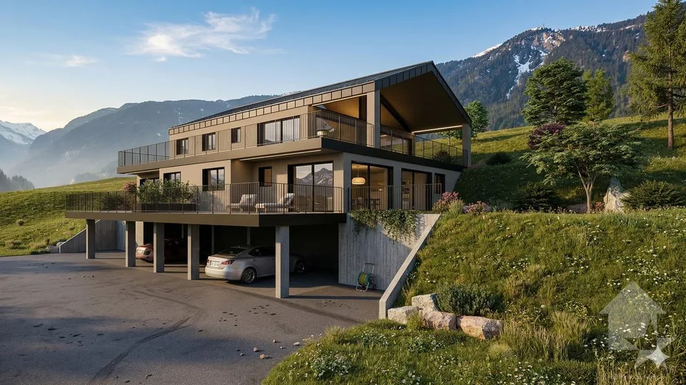 3,5-Zimmer-Wohnung in Veysonnaz mit Terrasse und Rasen